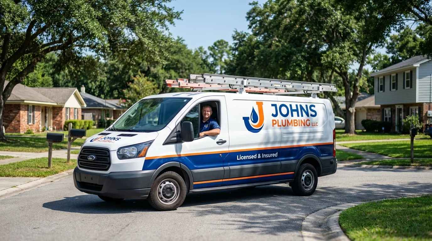Johns Plumbing LLC service van in Chesterfield, NH