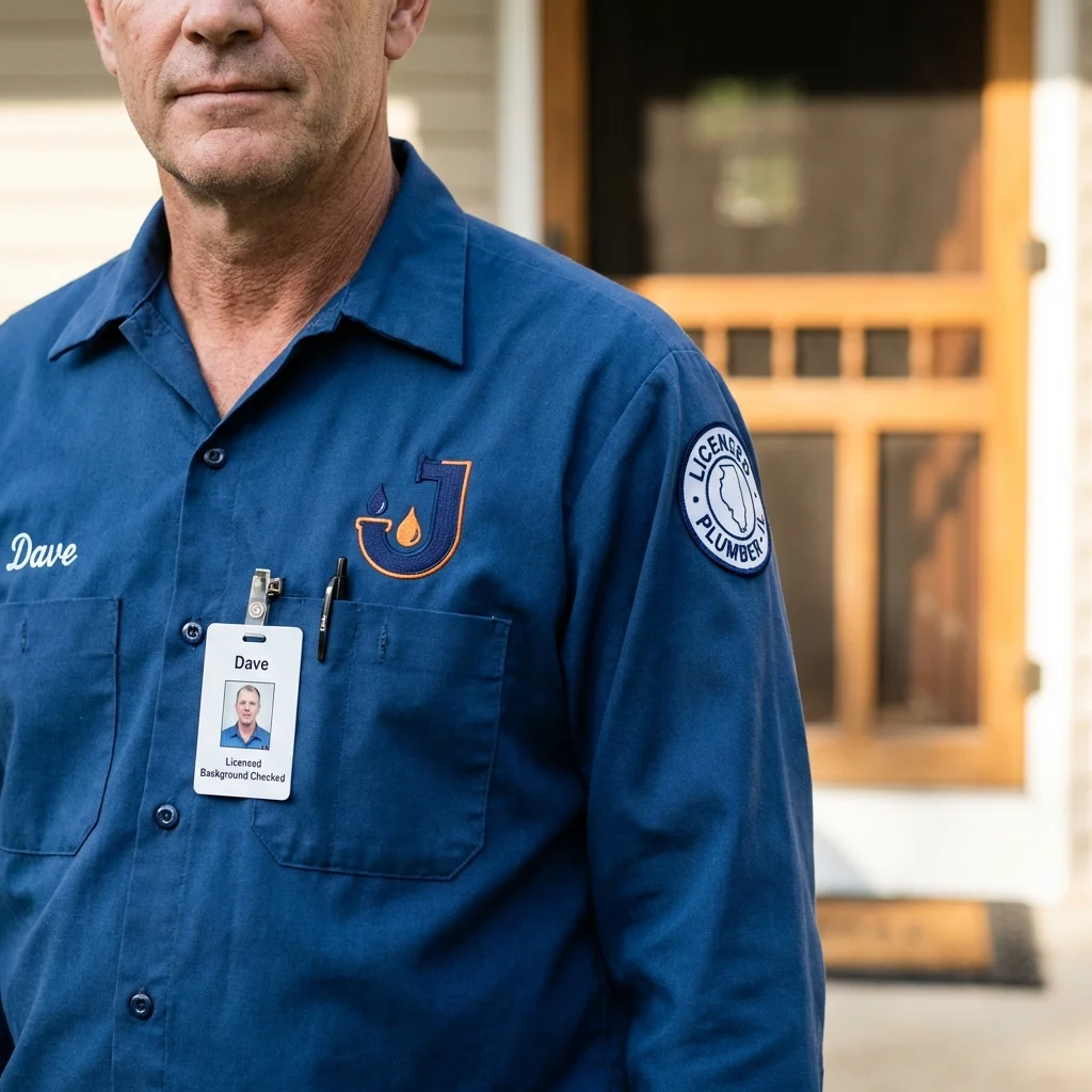 Licensed plumber showing ID badge in Chesterfield, NH