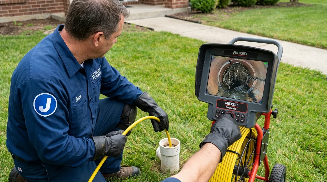 Sewer camera inspection being performed by Johns Plumbing LLC in Chesterfield
